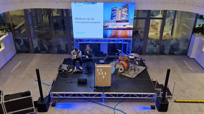 geluid voor nieuwjaarsreceptie en pa voor optreden van band in almelo